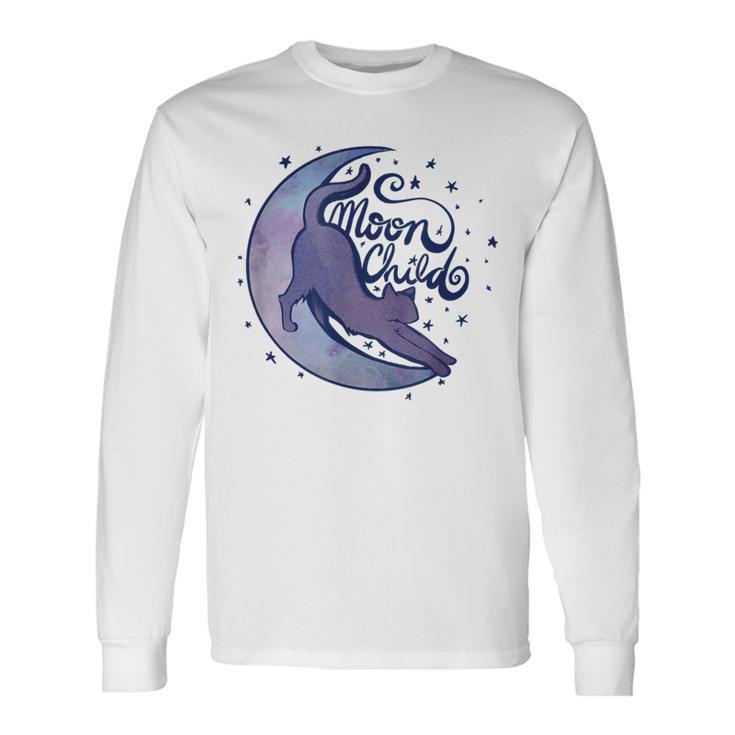 Moon Child Kitty Cats Purple Moonchild Long Sleeve T-Shirt