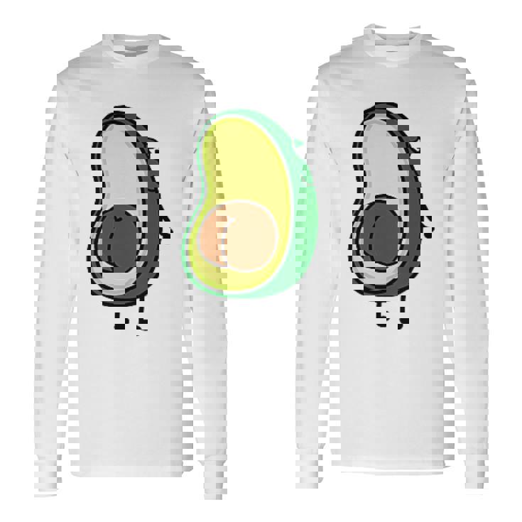 Motif Avocat Fruits Et Légumes Dessin Animé Amusant Kawaii T-shirt à manches longues