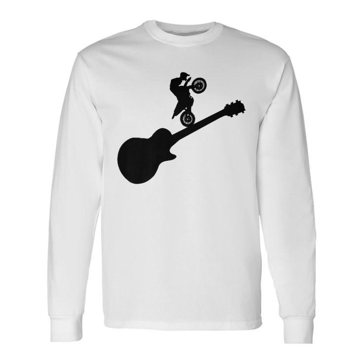 Musicians With Electric Guitar And Motocross Graphic Long Sleeve T-Shirt