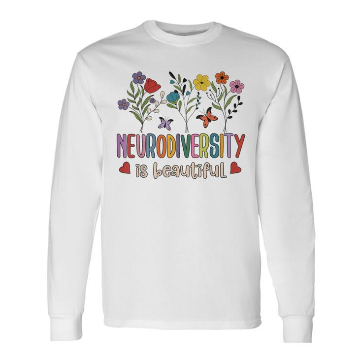 Neurodiversity Is Beautiful Autism Awareness Flowers Vintage Long Sleeve T-Shirt