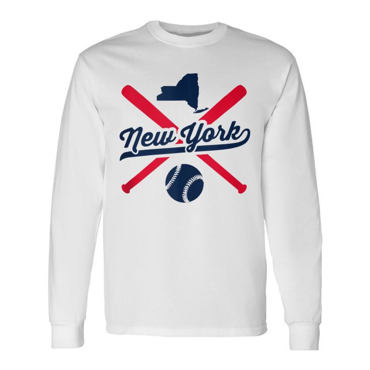 New York Baseball Vintage State Pride Love City Red Long Sleeve T-Shirt