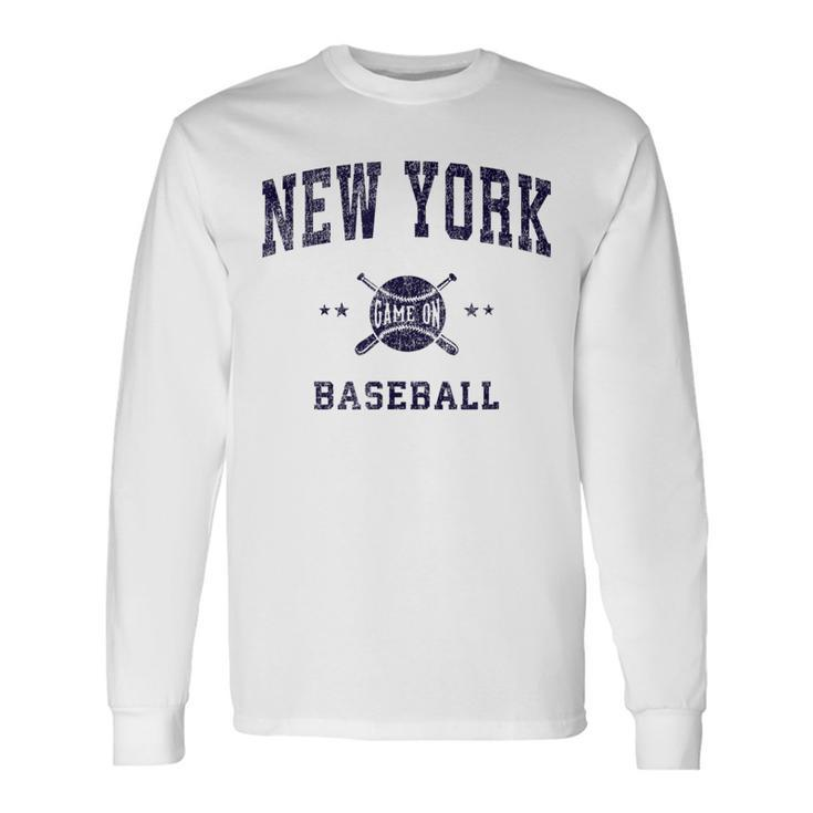 New York Ny Vintage Baseball Throwback Retro Long Sleeve T-Shirt