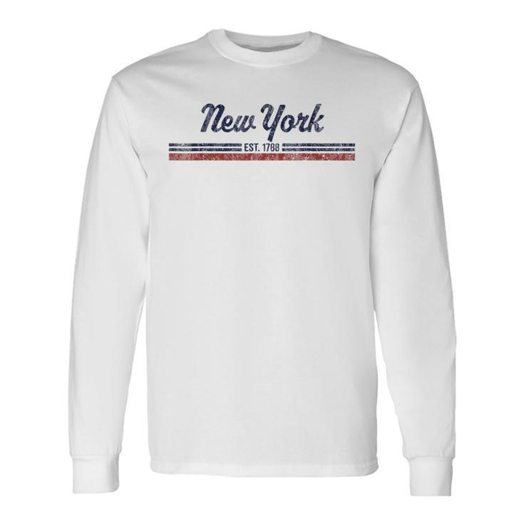 New York Vintage American Flag Retro Long Sleeve T-Shirt