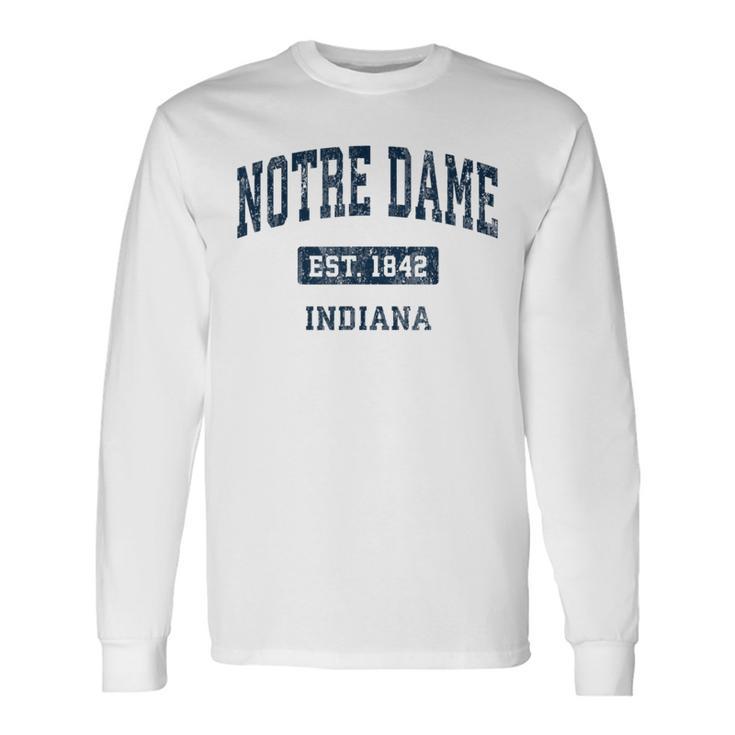 Notre Dame Indiana In Vintage Sports Established Navy Long Sleeve T-Shirt