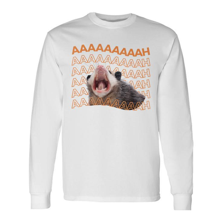 Opossum Screaming Possum Trash Cat Meme Women Long Sleeve T-Shirt