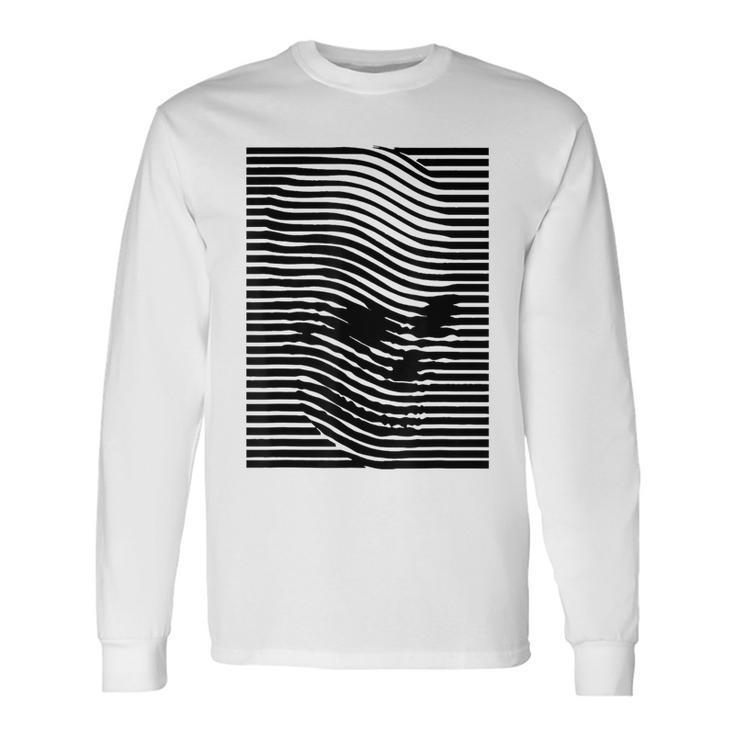 Optical Illusion Skull Stripes Effect & T Long Sleeve T-Shirt