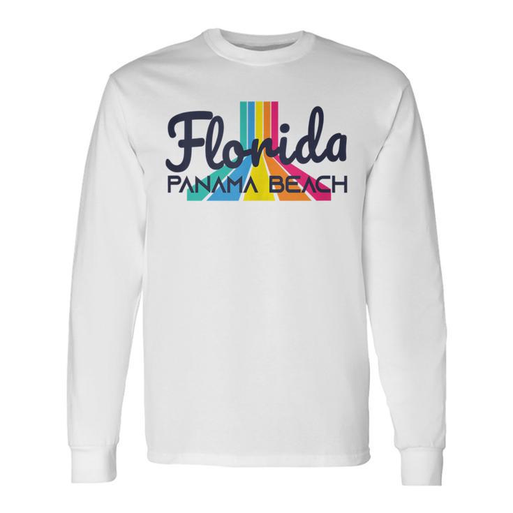 Panama Beach Fl Surf Culture Retro Panama Salt Beach Florida Long Sleeve T-Shirt