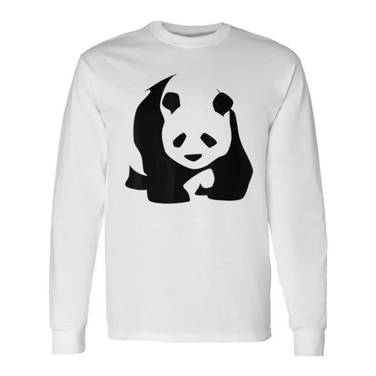 Panda Bear Lovers Minimalist Black And White China Wildlife Long Sleeve T-Shirt