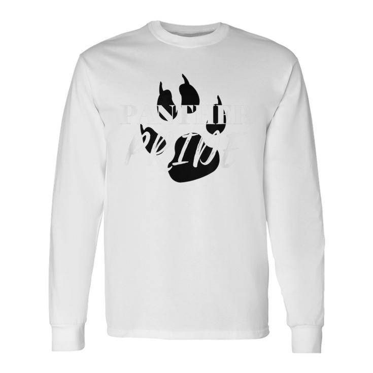 Panther Pride High School Fan Spirit Black Paw Print Long Sleeve T-Shirt