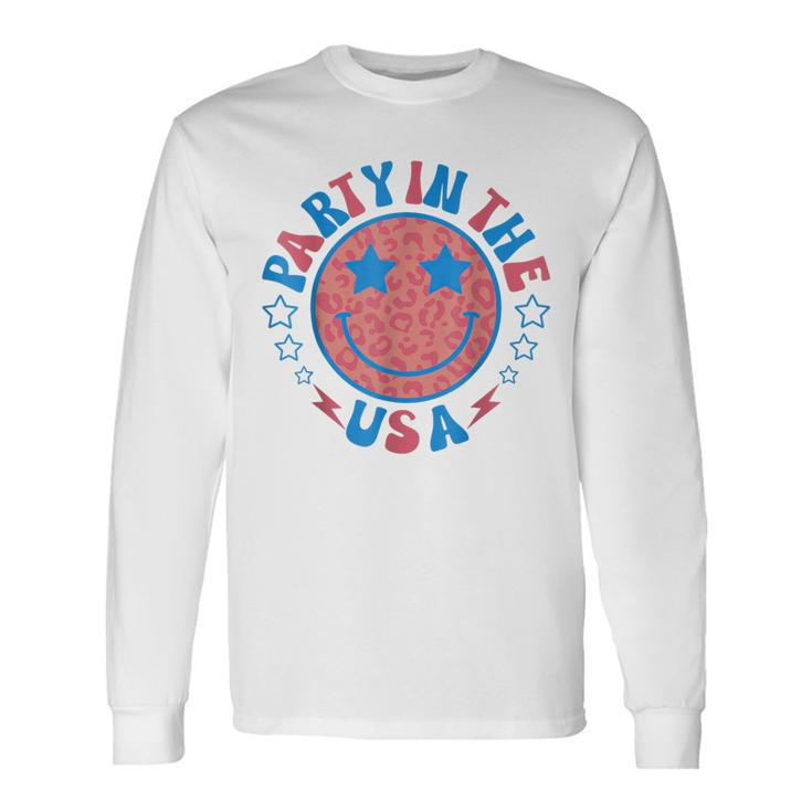 Party In The Usa 4Th Of July Preppy Smile Long Sleeve T-Shirt