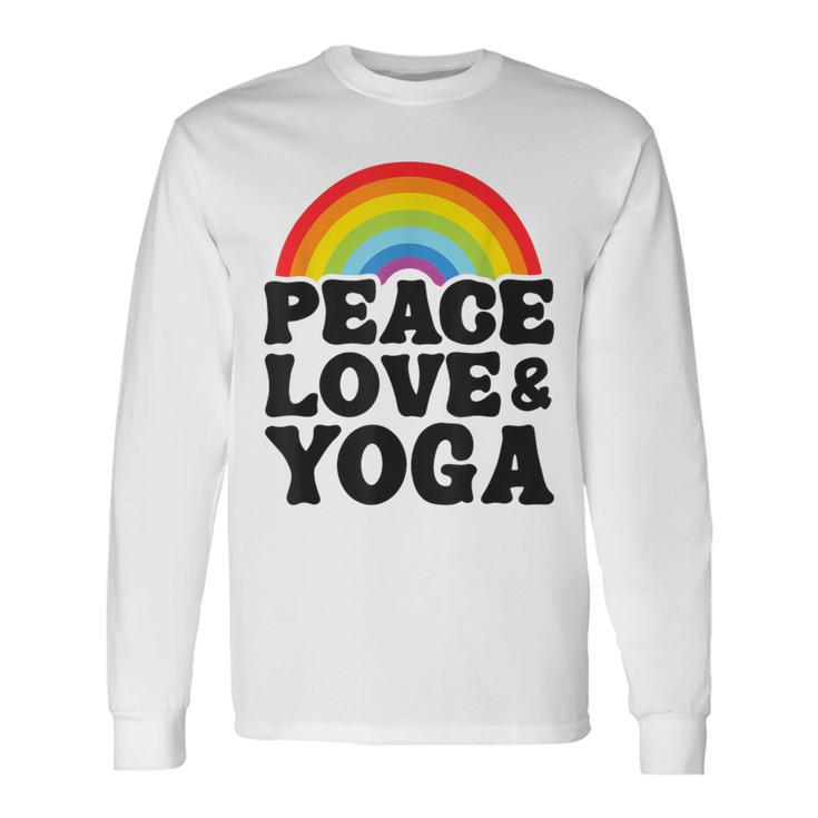 Peace Love & Yoga Regenbogen Hippie Retro Yoga Langarmshirts Geschenkideen