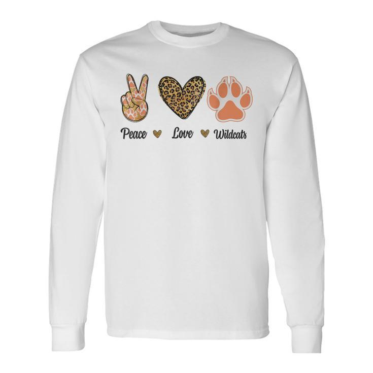 Peace Love Wildcats Leopard Wild Cats Animals Lovers Men Long Sleeve T-Shirt Gifts ideas
