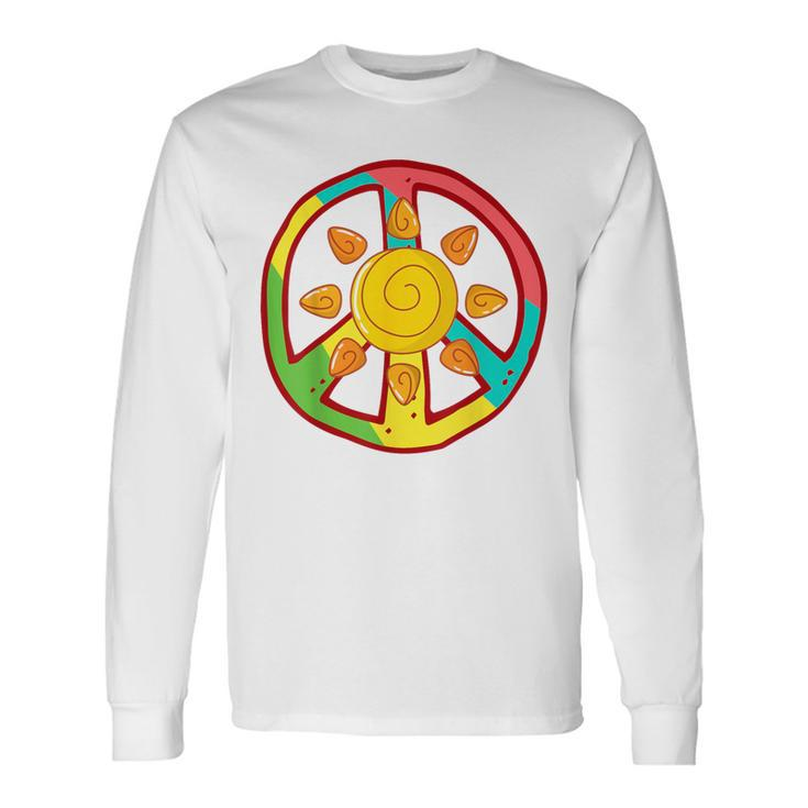 Peace Sign Love Ancient Aztec Sun Tie Dye Hippie T Long Sleeve T-Shirt