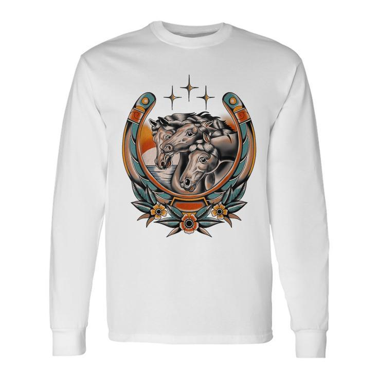 Pharaoh's Horses Vintage Traditional Tattoo Artist Flash Ink Long Sleeve T-Shirt Gifts ideas