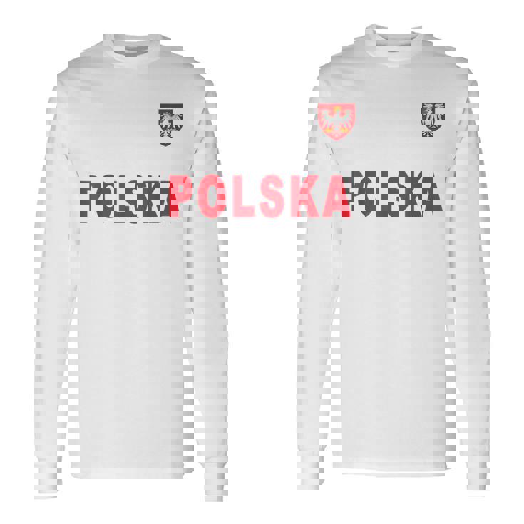 Polska De Texto Rojo Nacional Polaco Camiseta de manga larga
