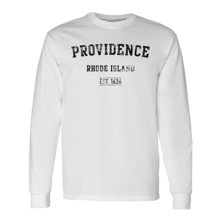 Providence Rhode Island Distressed Text Sport Style Long Sleeve T-Shirt Gifts ideas