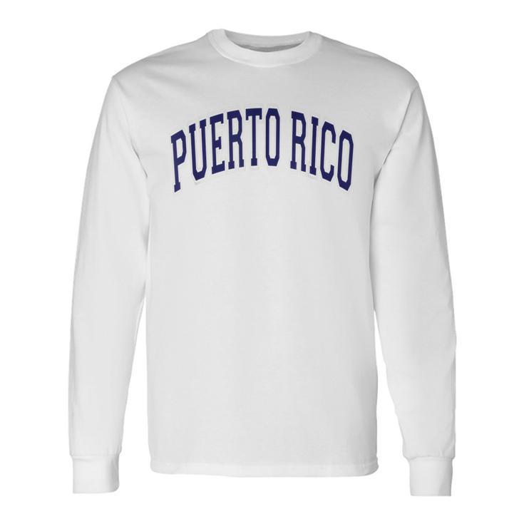 Puerto Rico Varsity Style Navy Blue Text Long Sleeve T-Shirt Gifts ideas