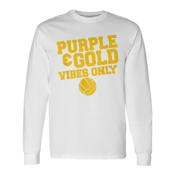 Purple Gold Game Day High School Volleyball Group Team Long Sleeve T-Shirt