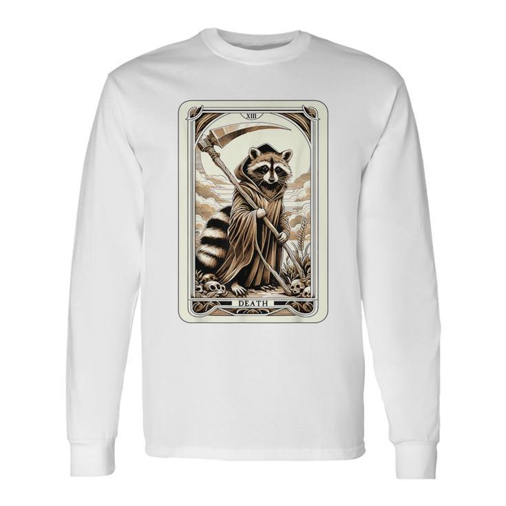 Raccoon Tarot Card Death Witchcraft Occult Raccoon Long Sleeve T-Shirt