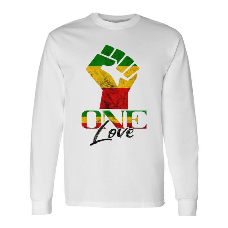 Rasta Reggae One Love Reggae Roots Handfist Reggae Flag Long Sleeve T-Shirt