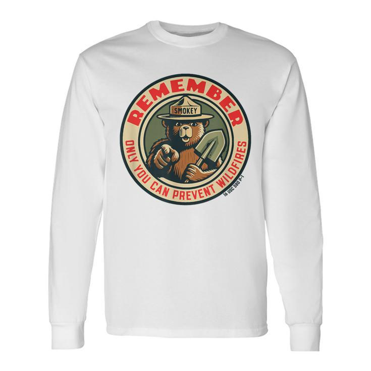 Remember Only You Vintage Smokey Bear Seal Retro Long Sleeve T-Shirt