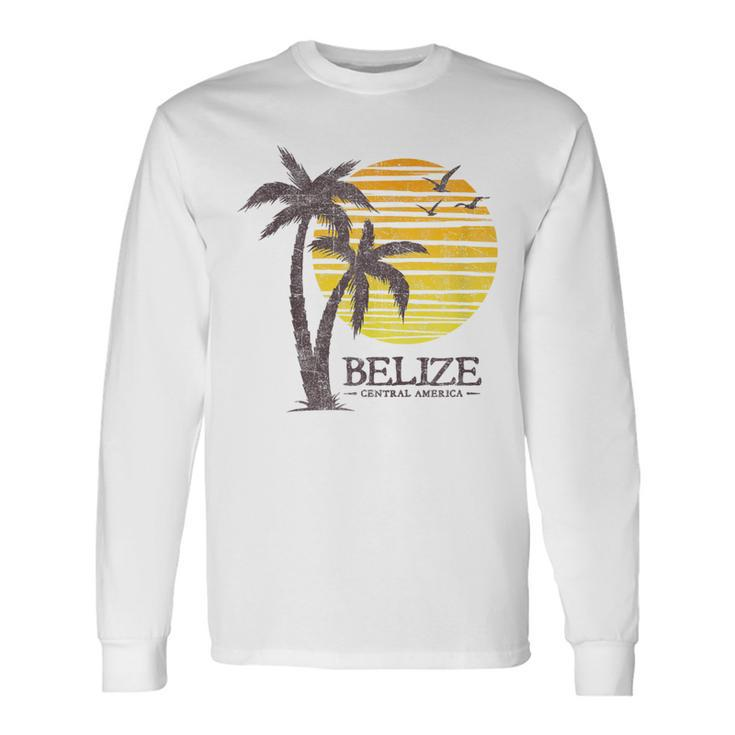 Retro Belize Souvenir Vintage Sunset Womens Long Sleeve T-Shirt