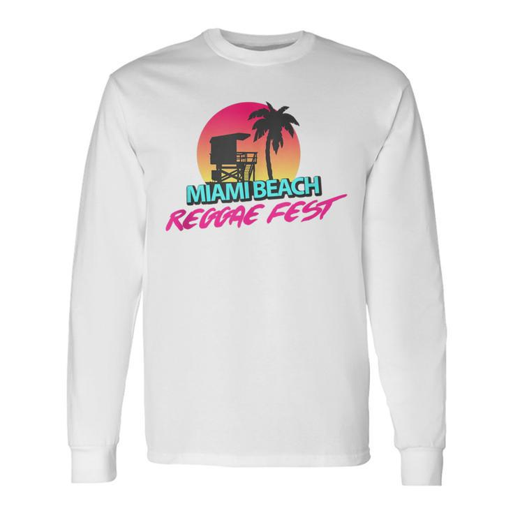 Retro Miami Beach Florida Retro Vintage Style Long Sleeve T-Shirt