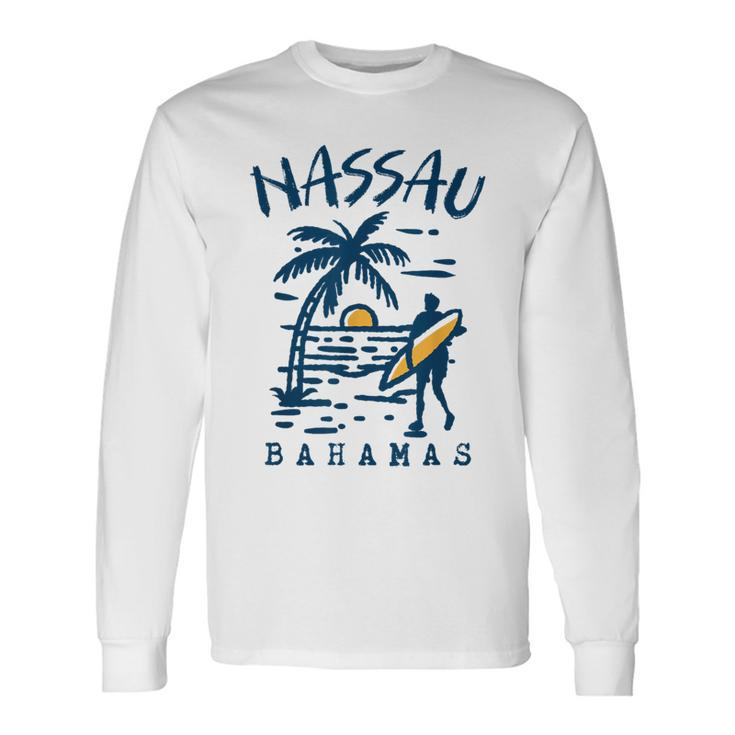 Retro Nassau Bahamas Trip Bahamas Vacation Beach Sunset Long Sleeve T-Shirt