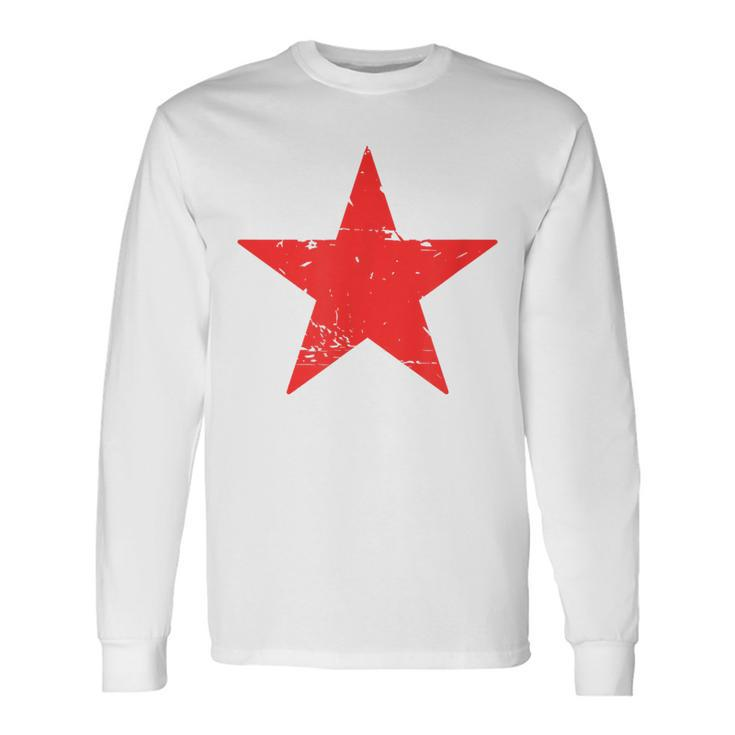 Retro Red Star Distressed Revolution Vintage Retro Long Sleeve T-Shirt