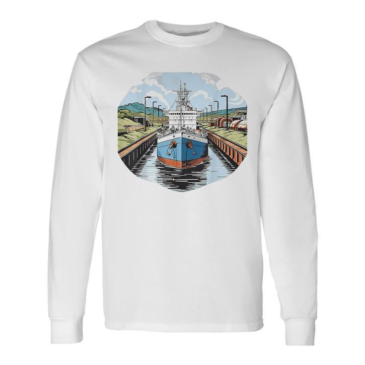 Retro Style Panama Canal Long Sleeve T-Shirt