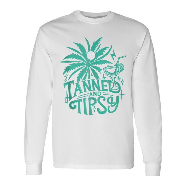 Retro Tanned And Tipsy Beach Summer Vacation Long Sleeve T-Shirt
