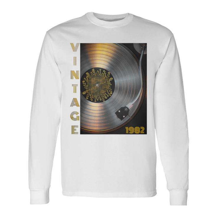 Retro Vinyl Record Doodle 40Th Birthday Vintage 1982 Long Sleeve T-Shirt