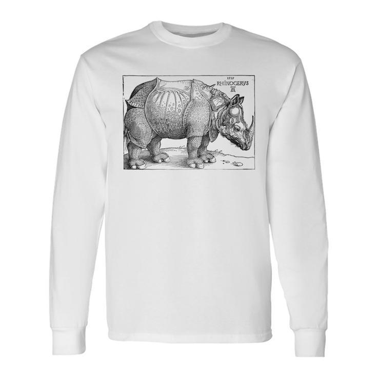 Rhinoceros Albrecht Durer Vintage Illustration Engraving Langarmshirts Geschenkideen