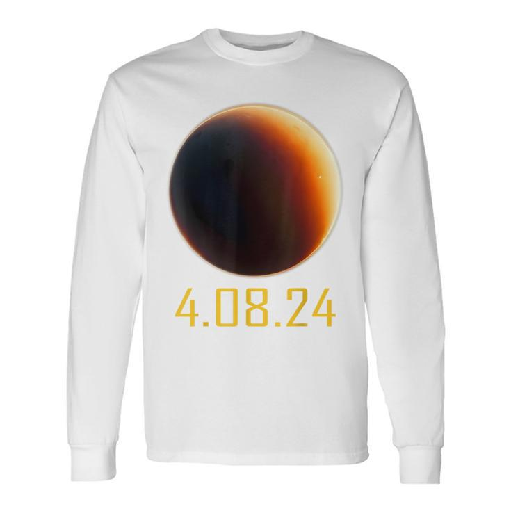 Road Atlas For The Total Solar Eclipse Of 2024 April 8 Path Long Sleeve T-Shirt