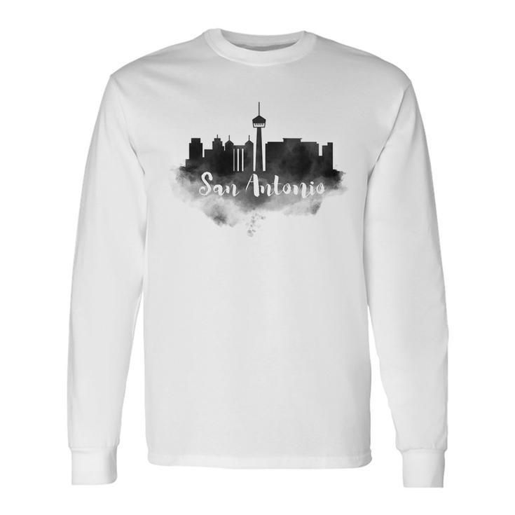 San Antonio Skyline Souvenir Home Silhouette Art Long Sleeve T-Shirt