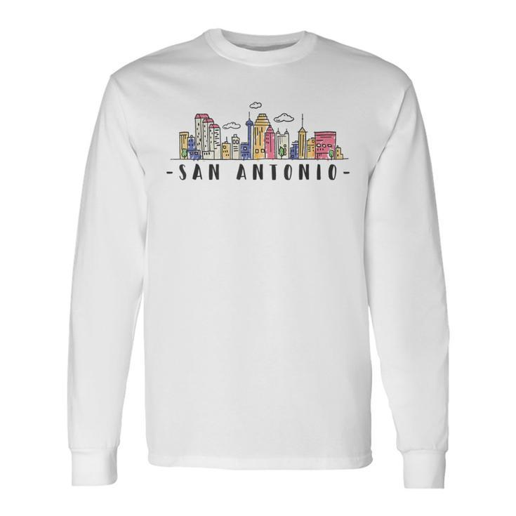 San Antonio Skyline Texas Pride City Souvenir Long Sleeve T-Shirt