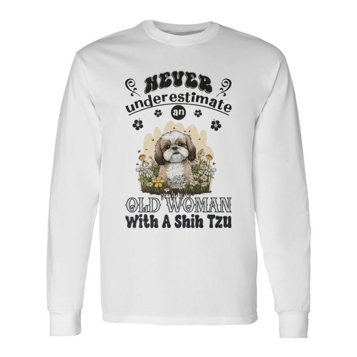 Shih Tzu Flowers Long Sleeve T-Shirt