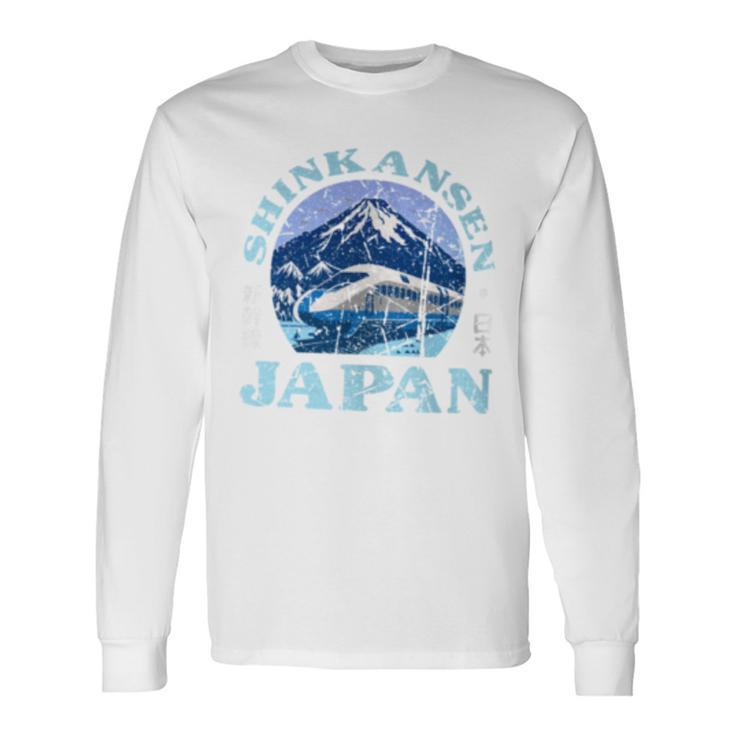 Shinkansen Japanese Bullet Train Japan Mt Fuji Kanji Long Sleeve T-Shirt