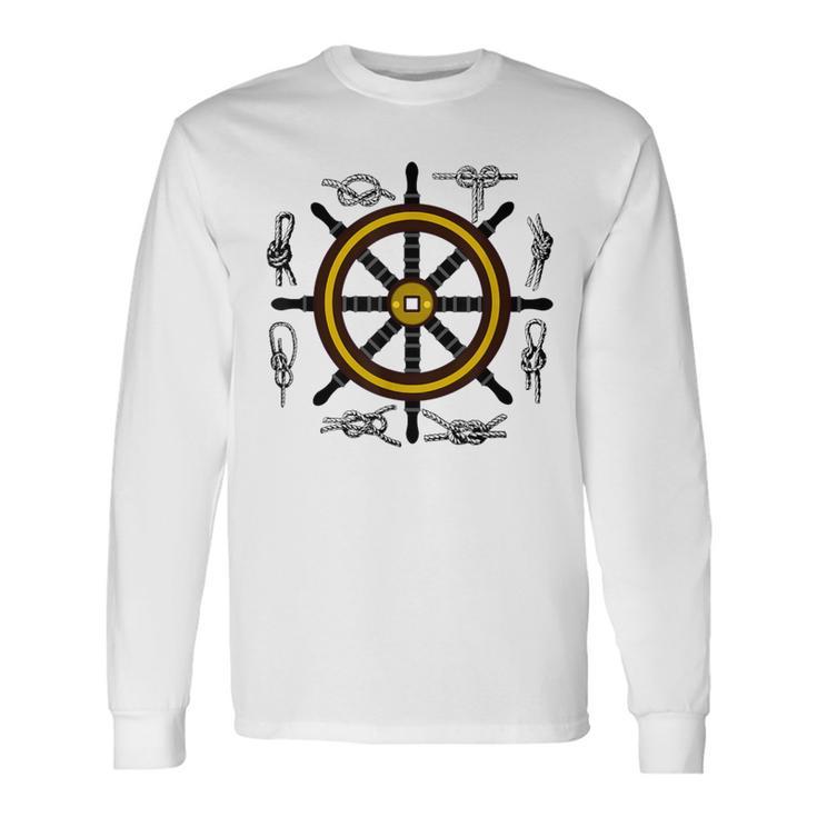 Ships Wheel & Rope Knots Sailors Nautical Yachting Long Sleeve T-Shirt