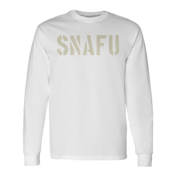 Snafu Military Slang Stencil Look Letters Long Sleeve T-Shirt