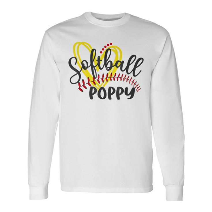 Softball Poppy Heart Ball Poppy Pride Long Sleeve T-Shirt