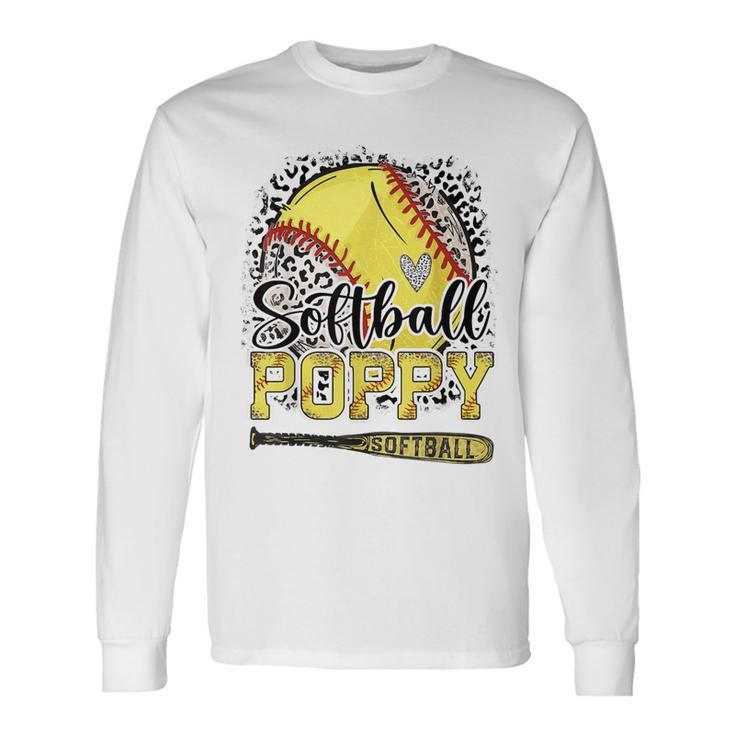 Softball Poppy Leopard Softball Pride Long Sleeve T-Shirt