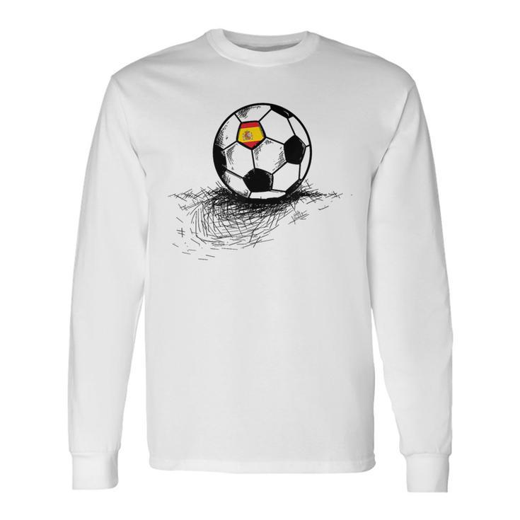 Spain Soccer Ball Flag Jersey Spanish Football Long Sleeve T-Shirt