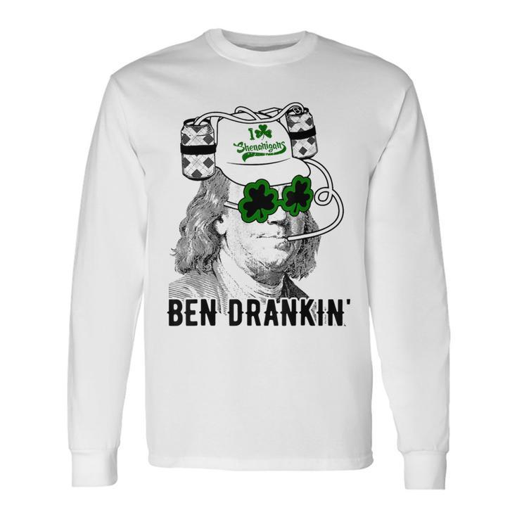 St Patrick Day Ben Drankin' I Love Shenanigans Long Sleeve T-Shirt