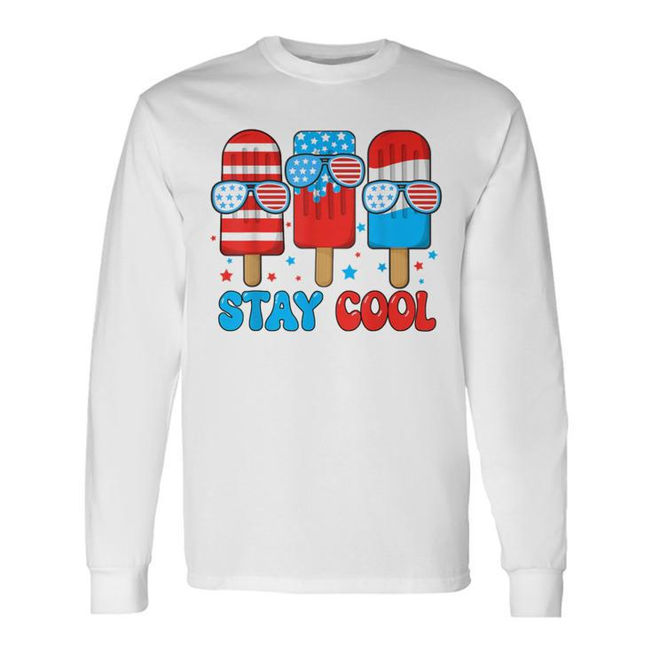 Stay Cool 4Th July Popsicle Usa Flag Boy Toddler Long Sleeve T-Shirt