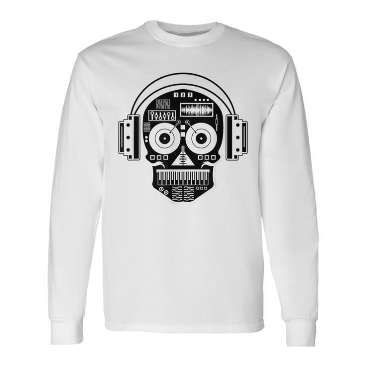 Sugarskull Dj Table Skull Disc Jockey Headphones Long Sleeve T-Shirt