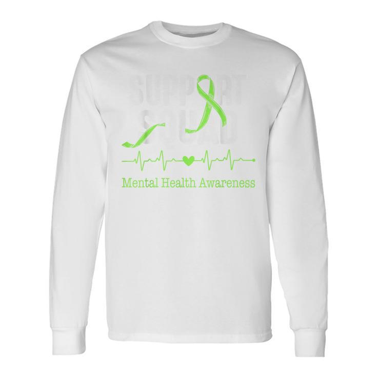 Support Squad Mental Health Awareness Green Ribbon Women Long Sleeve T-Shirt