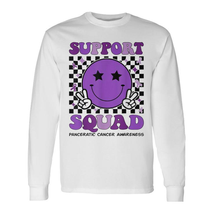 Support Squad Purple Ribbon Pancreatic Cancer Awareness Long Sleeve T-Shirt