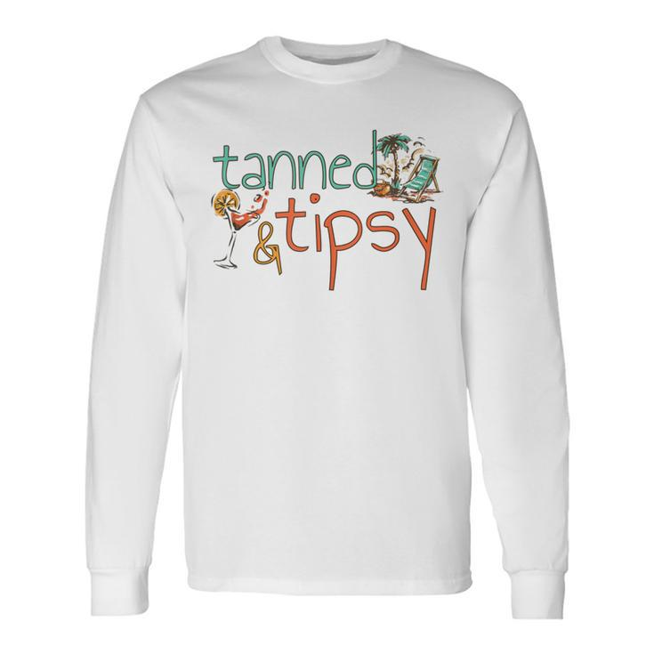 Tanned And Tipsy Summer Cocktail Beach Vintage Long Sleeve T-Shirt