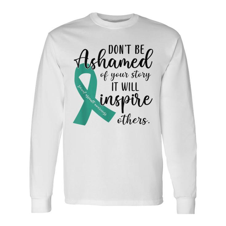 Teal Ribbon Support Squad Sexual Assault Awareness Month Long Sleeve T-Shirt